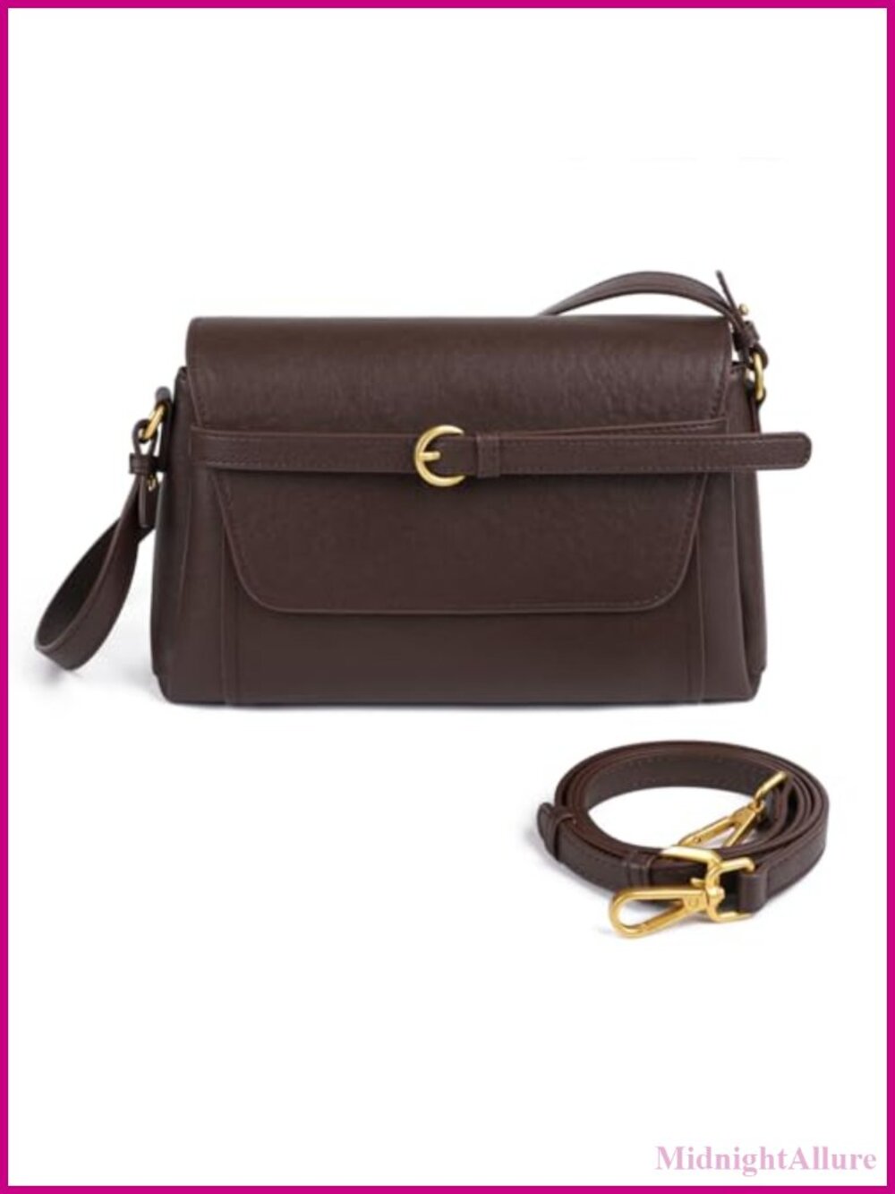 Genuine Leather Crossbody Shoulder Bag with 2 Straps